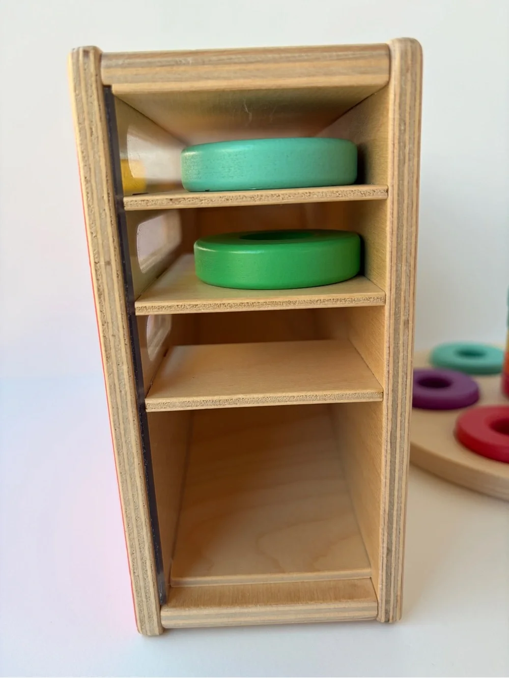 Lovevery Wooden Ring Flexible Stacker and Count & Slide Chute -‎ Babbler Realist